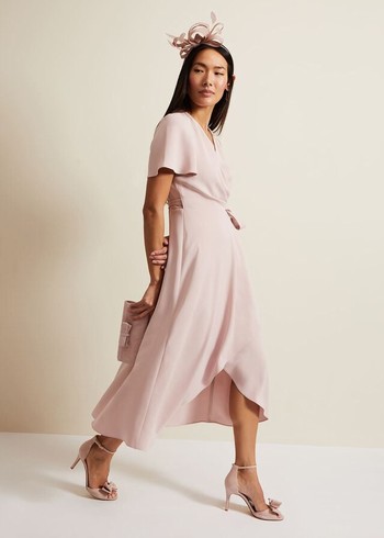 Phase Eight Julissa Frill Wrap Dress Rose USA | 6980247-TX